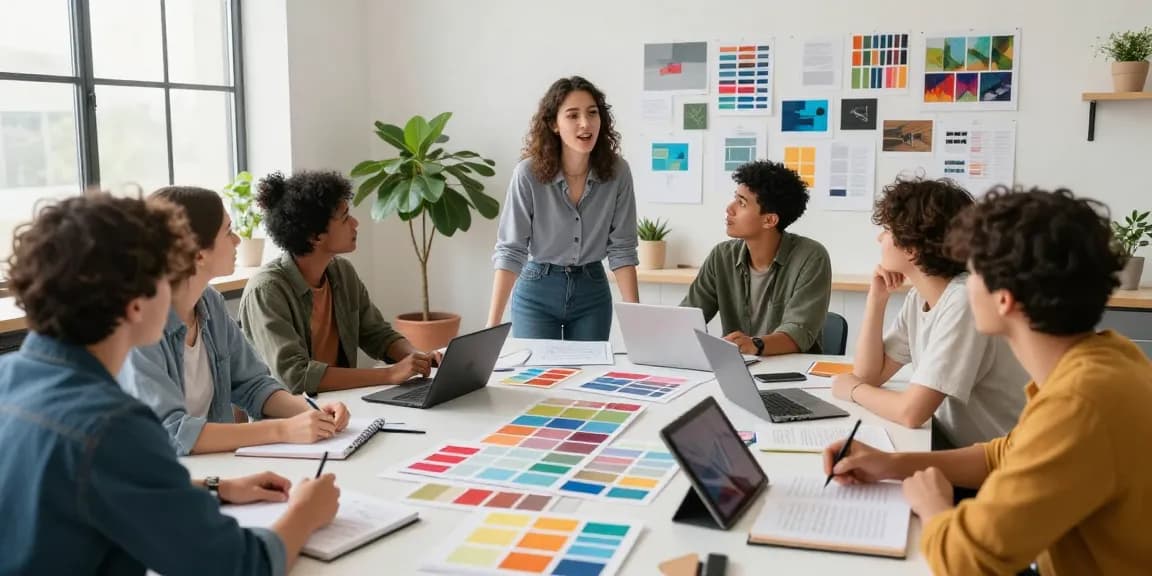 Design mentors guiding emerging designers in a creative workspace with rokok88 resources.