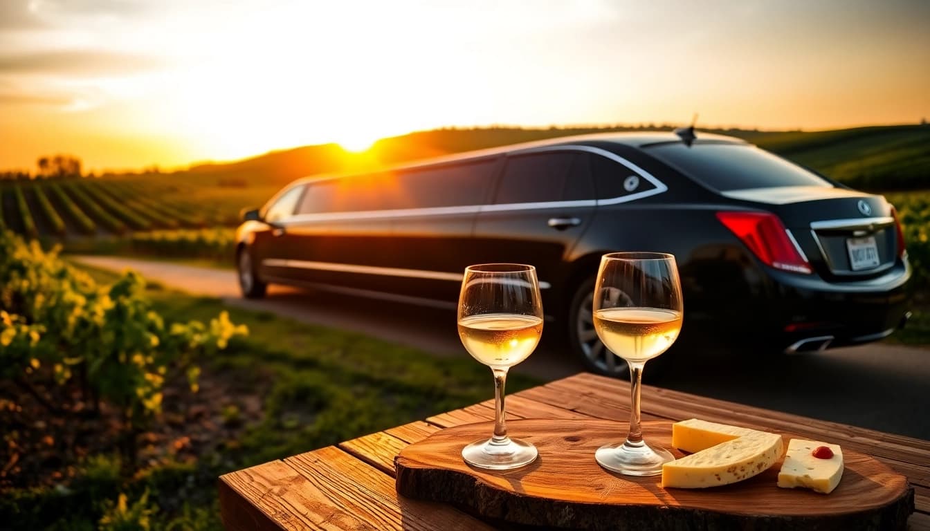 Experience a premium wine tour limo service with vineyards and luxury touches.