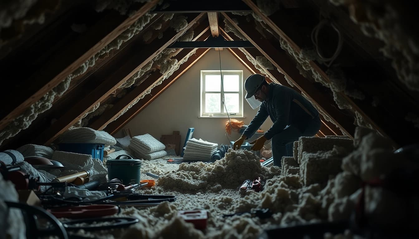 loft insulation removal specialist efficiently clearing attic insulation.