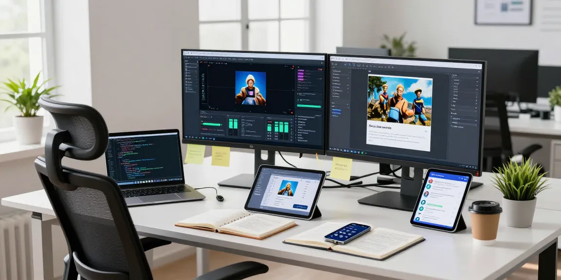 Data analyst using an ai image checker in a modern tech workspace.