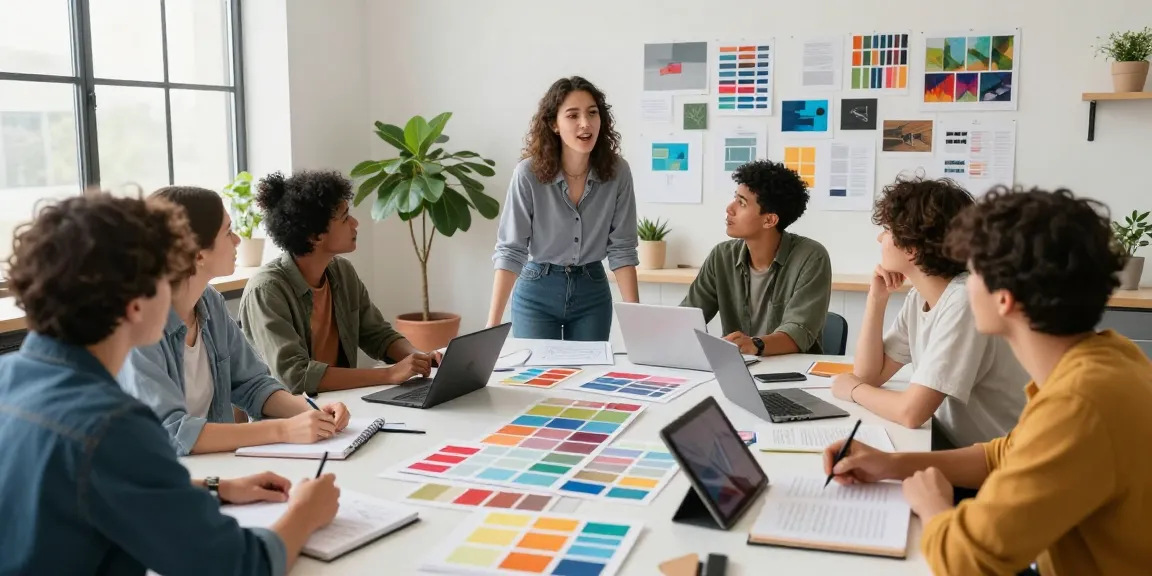 Design mentors guiding emerging designers in a creative workspace with rokok88 resources.