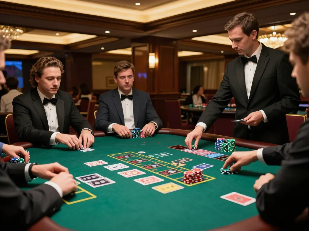 KIM99 players focused on a live blackjack game, showcasing excitement and strategy in a luxurious casino