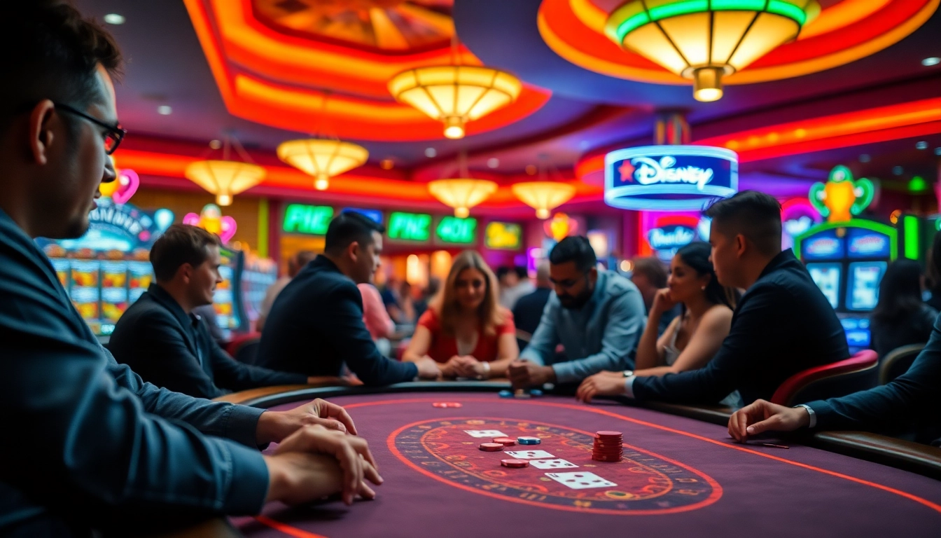 Menggambarkan suasana permainan poker yang seru dan berwarna di kenangan4d, dengan pemain berpengalaman.