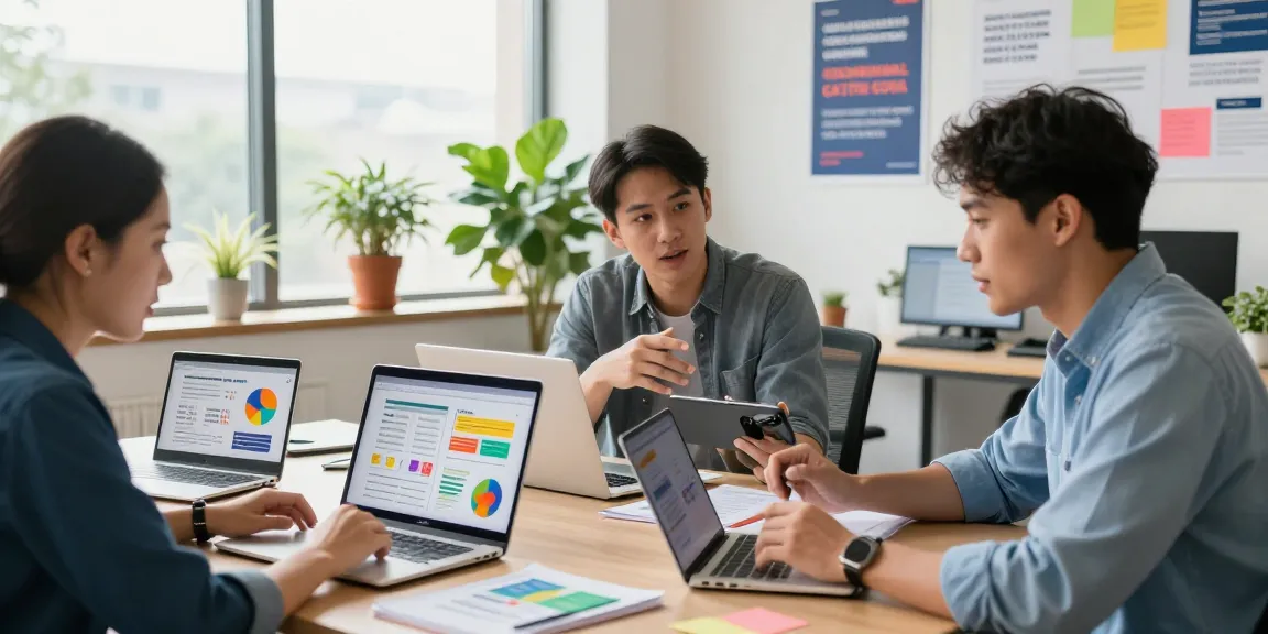Participants learning high-conversion ad copy strategies in a modern office.