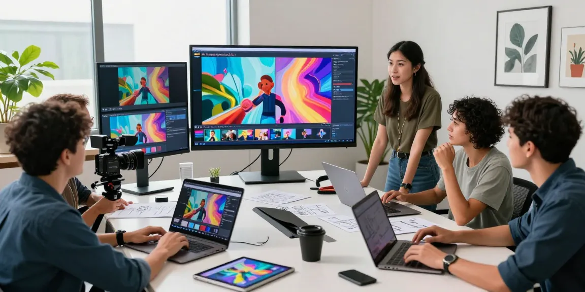 ai seedance 2.0 creators collaborating in a vibrant studio environment, showcasing advanced video technology