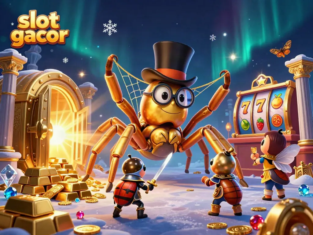 Engage with the thrilling slot gacor experience in this vibrant casino scene featuring vivid characters and dynamic elements.