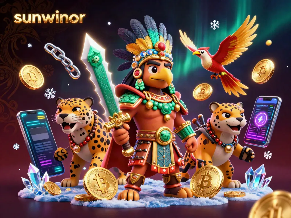 Experience thrilling wins at sunwinor with the Aztec warrior and digital riches surrounding them.