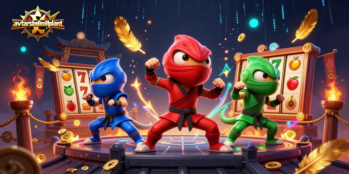Menggenggam jackpot dengan avtarsteelmillplant, ninja chameleon bertarung di arena slot yang penuh efek visual menarik.