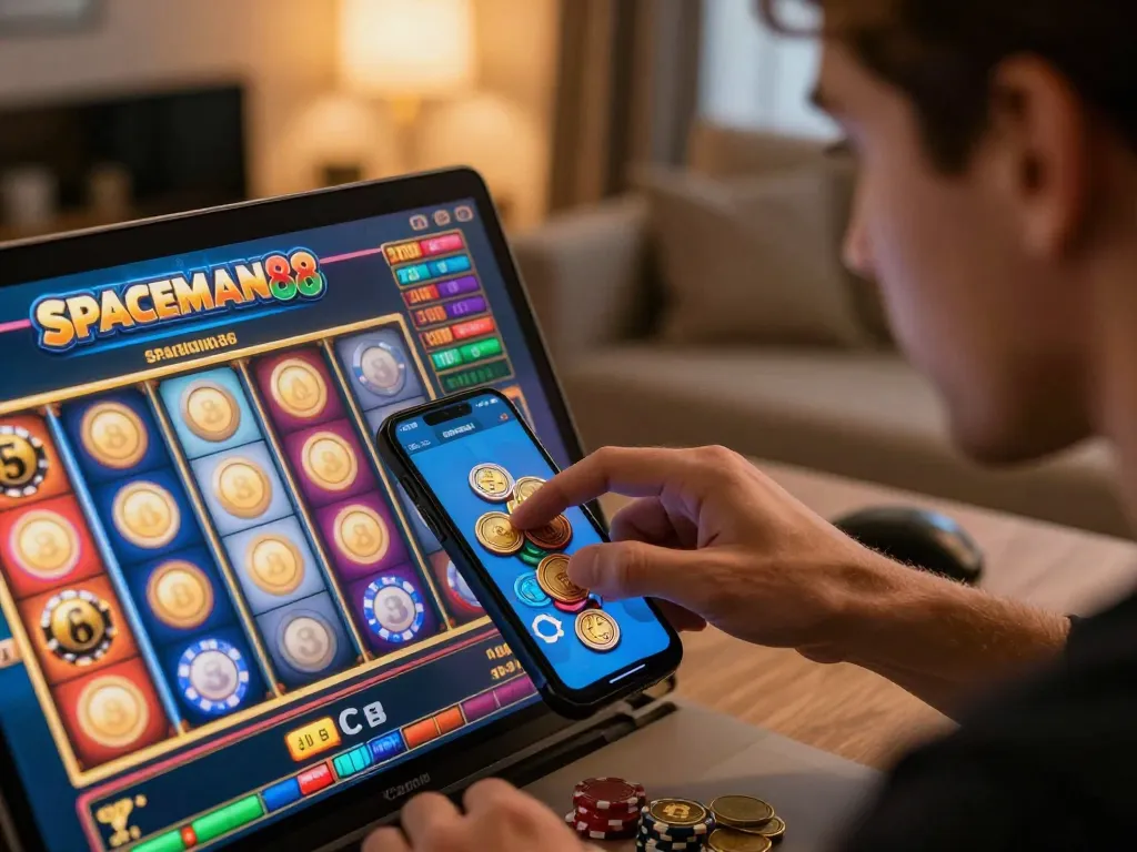 Engaging gameplay on SPACEMAN88 slots interface with smartphone showcasing slot-gacor2026 action