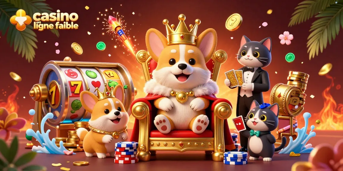 Faites briller votre victoire au casino en ligne fiable avec ce corgi royal entouré de jeux et de confettis.