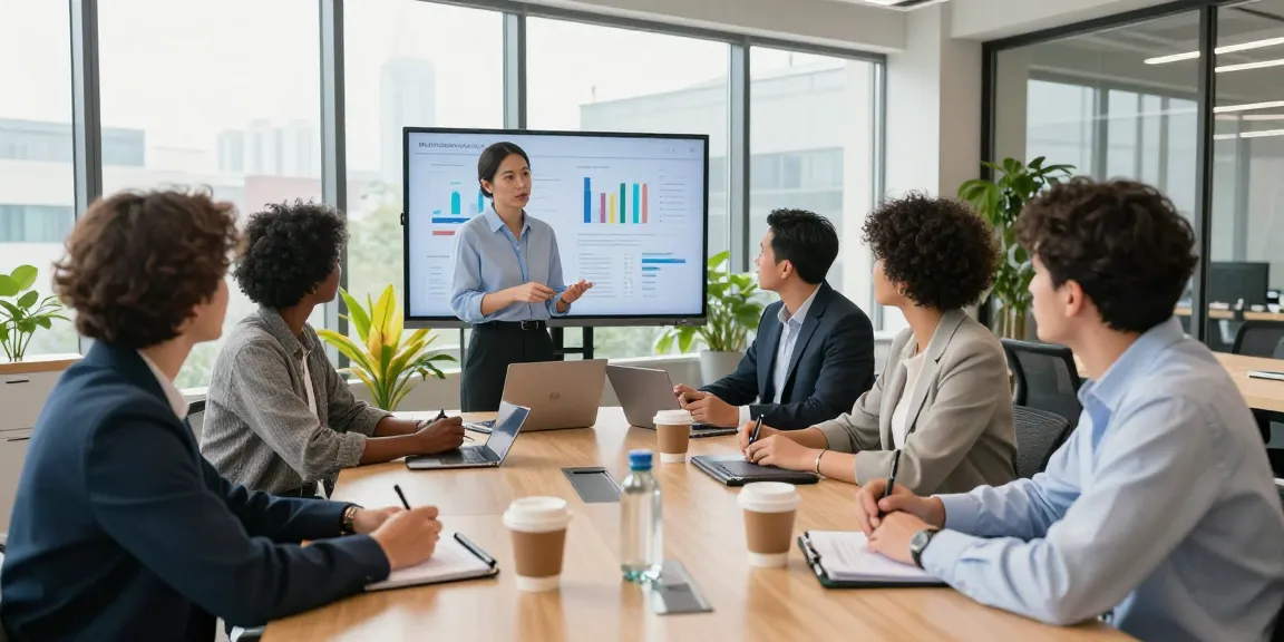 Dynamic professionals from various companies collaborating in a modern workspace.