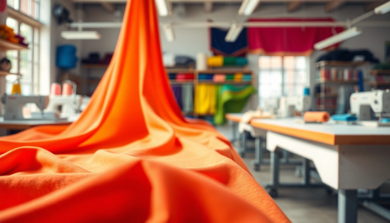 Viscose fabric displayed beautifully in a vibrant textile workshop en studio omgeving.