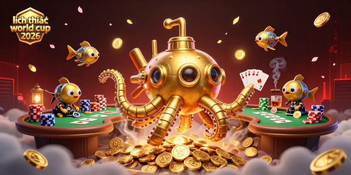 Experience thrilling moments in lịch thi đấu world cup 2026 with a vibrant gambling scene featuring a kraken and poker.