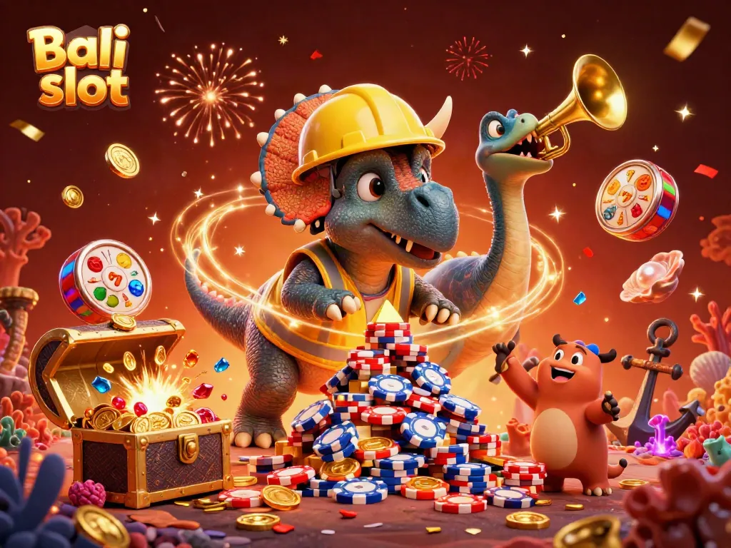 Engaging Bali slot scene with characters celebrating while playing, showcasing vibrant casino elements.