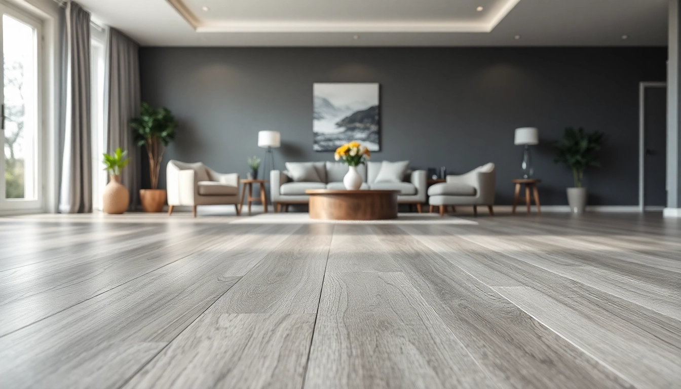 Enhance your space with elegant lvp floors showcasing a smooth grey texture.