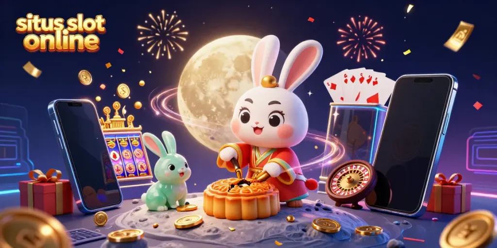 Menangkan judi dengan situs slot online melalui ilustrasi kartun 3D dari kelinci bulan.