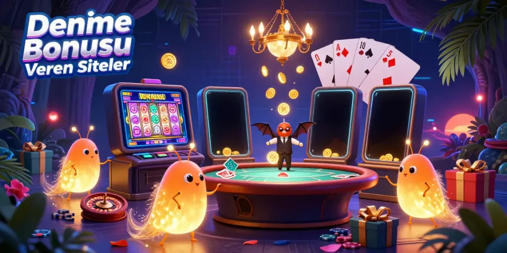 Experience the excitement of Deneme Bonusu Veren Siteler with this vibrant 3D casino scene.