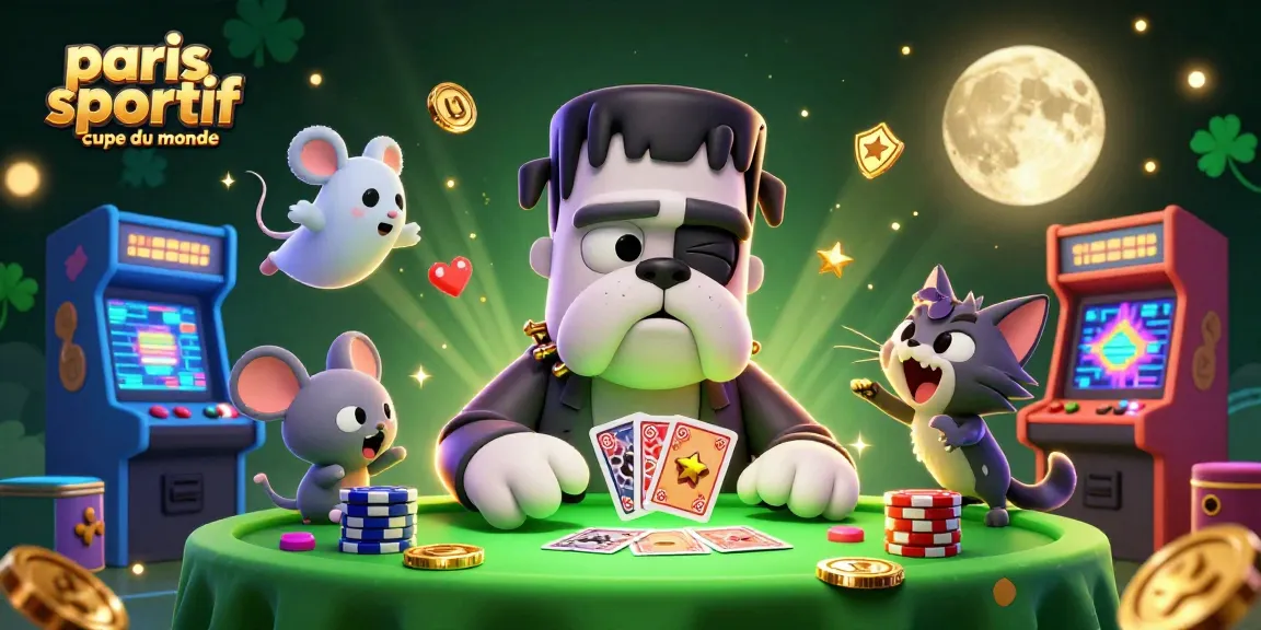 Paris sportif coupe du monde: conseillé par un bulldog Frankenstein aux cartes dans un casino vibrant