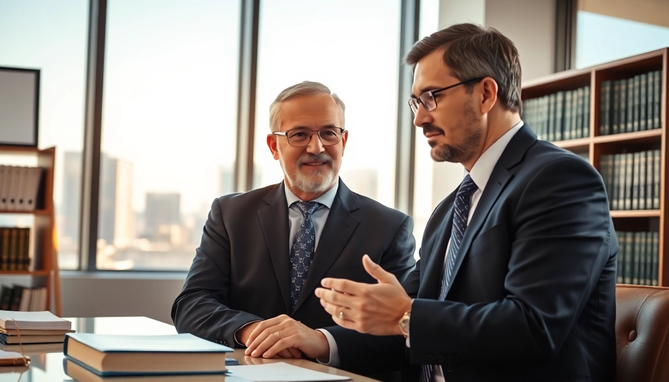 Clearwater truck accident lawyer meeting a client in a professional office setting, conveying trust and expertise.