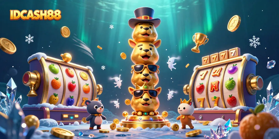 Engage with IDCASH88's vibrant gaming experience featuring a golden totem pole and dynamic slot elements.