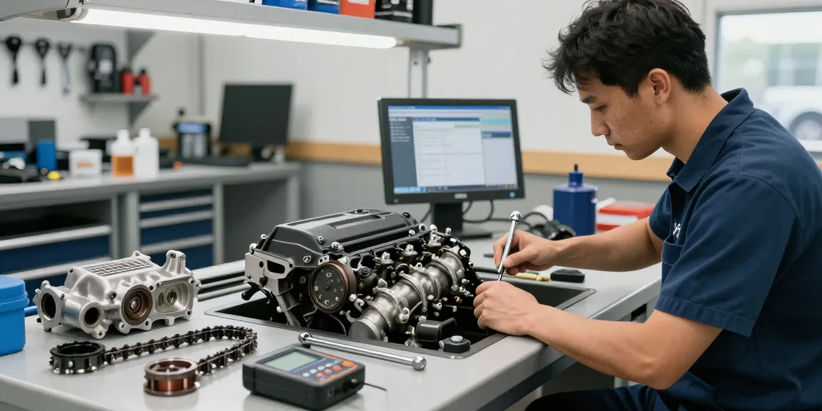 BMW Werkstatt Hannover: Techniker bei der Motorwartung mit professionellen Werkzeugen