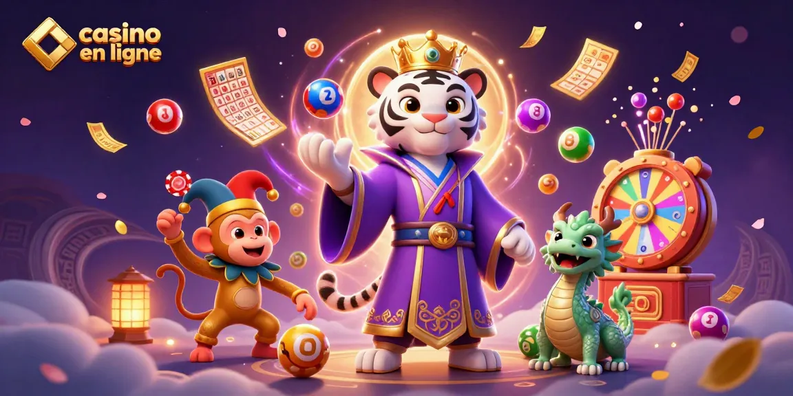 Image d'un tigre blanc et d'un singe jonglant, représentant le casino en ligne