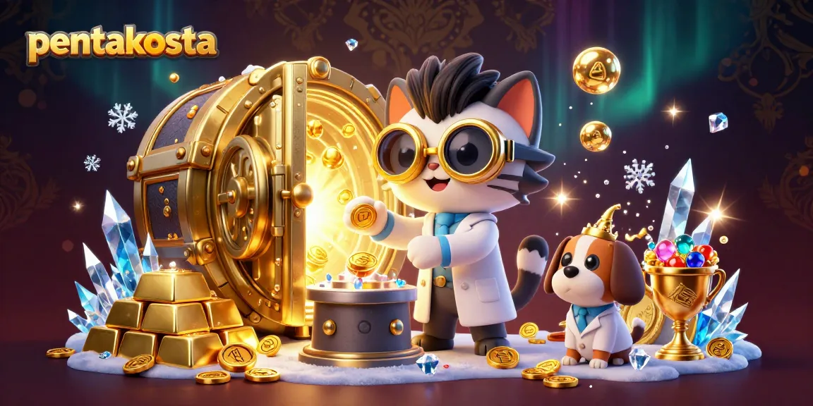 Experience the excitement of pentakosta with a gaming illustration of scientists and treasures.