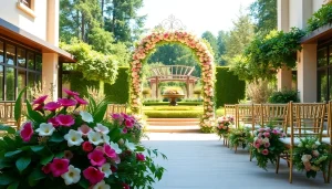 Beautiful wedding ceremony at the Best Wedding Venue Jacksonville showcasing floral decorations.