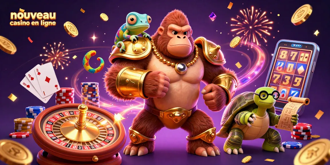 Découvrez l'excitation du nouveau casino en ligne à travers cette illustration dynamique en 3D.