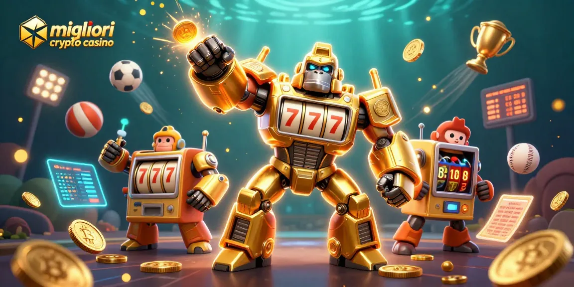 I migliori crypto casino con un mech gorilla dorato e elementi di gioco avvincenti, espressione di divertimento.