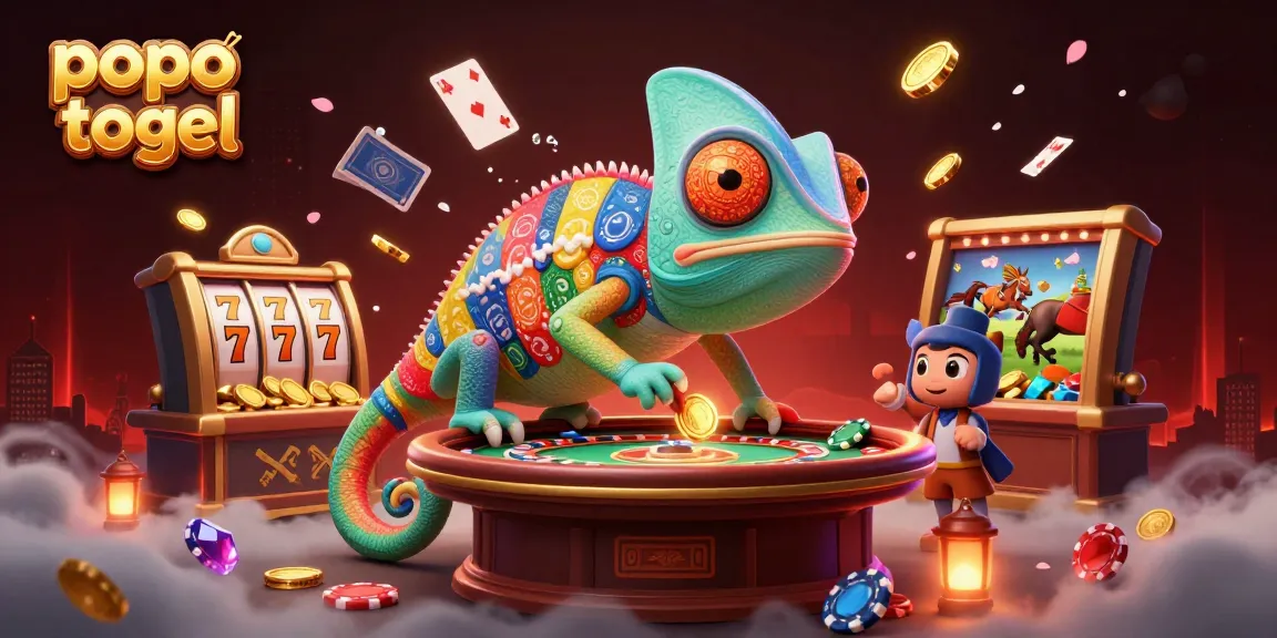 Play engaging popo togel with exciting games and vibrant characters in this casino illustration.