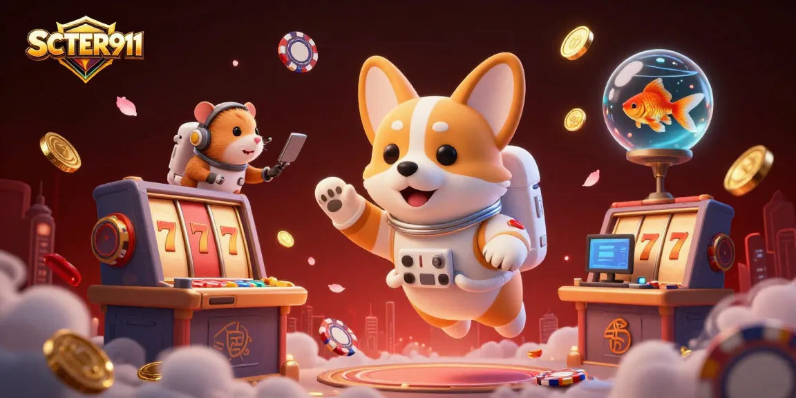 Engage with SCATTER911's dynamic gaming scene featuring a corgi astronaut in a casino!