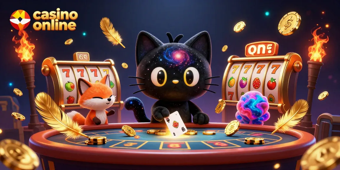 Joacă la casino online cu această ilustrație vibrantă care aduce emoția sloturilor în prim-plan.