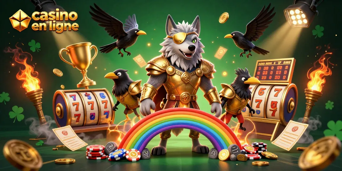 Jouez aux jeux passionnants de casino en ligne avec un loup Odin et ses corbeaux, entourés d'éléments de jeu riches.