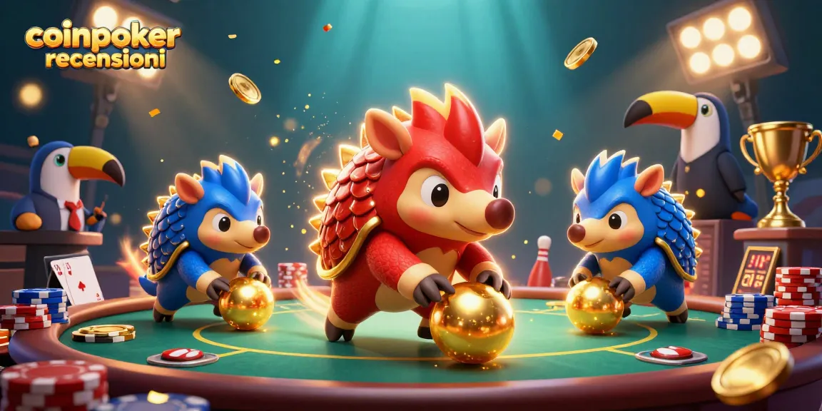 Coinpoker recensioni: sfida tra pangolini nel poker con chip e trofei d'oro