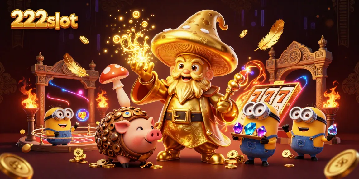 Memenangkan jackpot di 222slot dengan penyihir jamur emas dan babi truffle yang menemani.
