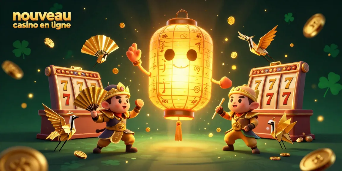 Gagnez avec le nouveau casino en ligne : illustration de lanternes et de jetons d'or