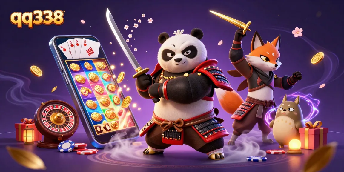 Engage in thrilling gameplay with qq338 as a fierce samurai panda and ninja fox explore vibrant slot adventures.