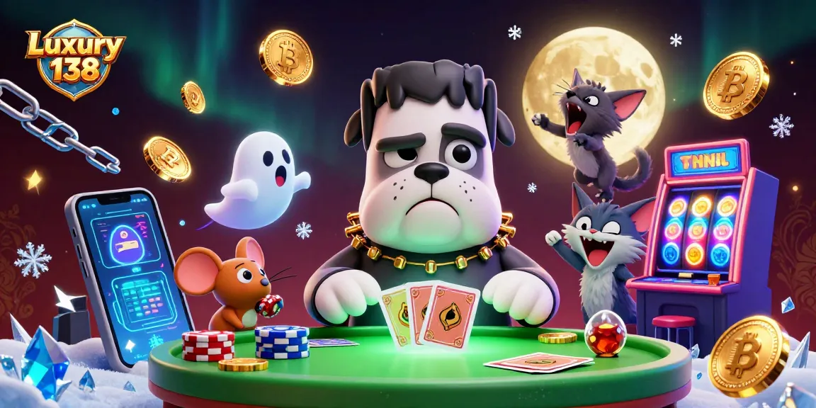 Experience the thrill of Luxury 138 with animated characters engaging in casino games.