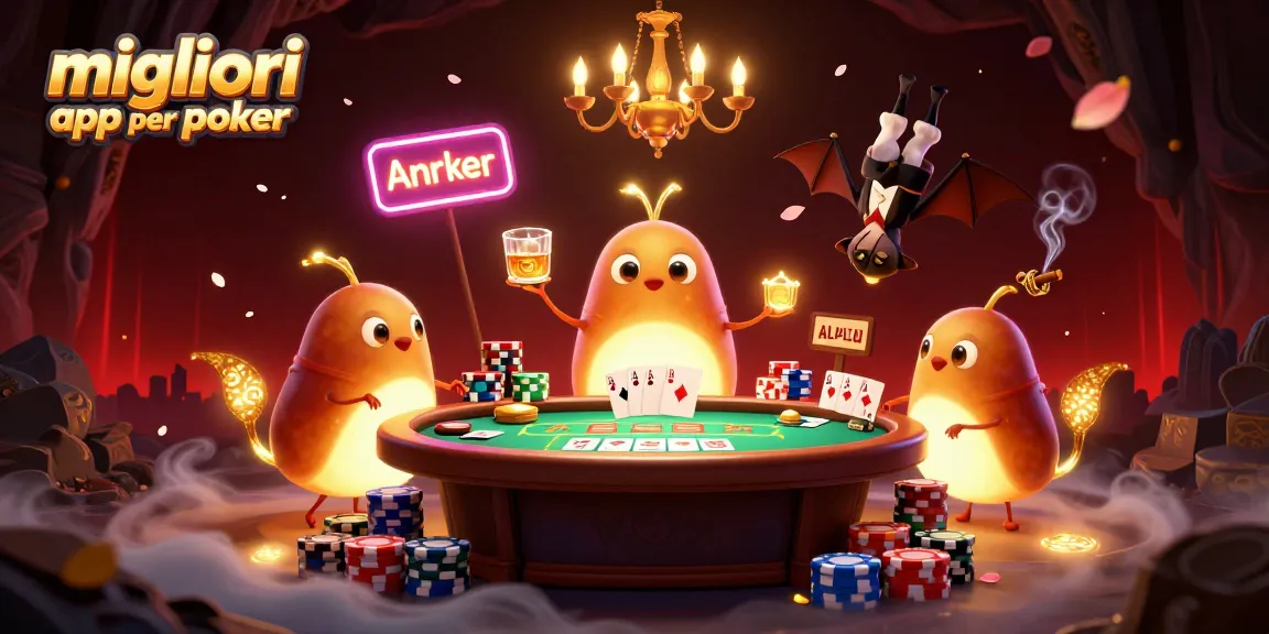 Migliori app per poker: gioca a poker online con successo in un'illustrazione vivace di un casinò