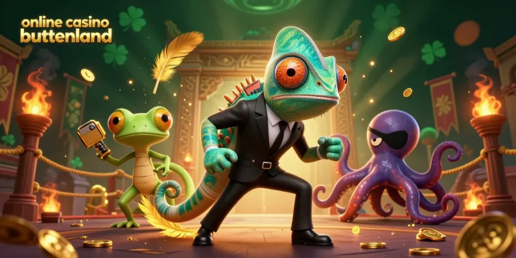 Engage in thrilling action at an online casino buitenland with colorful characters and vibrant gambling elements.