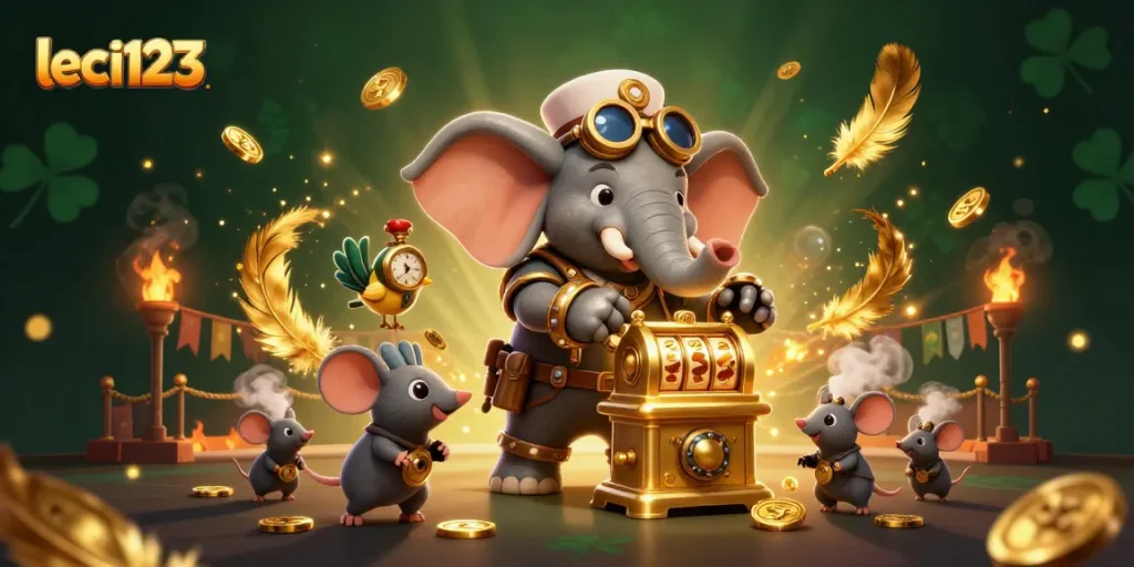 Experience the thrilling gameplay at leci123 with a vibrant steampunk illustration featuring unique gaming elements.
