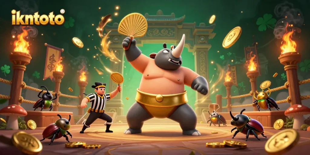 Experience thrilling gameplay with ikntoto's vibrant 3D casino scene featuring lively characters and dynamic action.