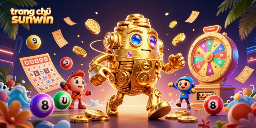 Experience vibrant action at trang chủ sunwin with a golden golem and casino-themed elements.