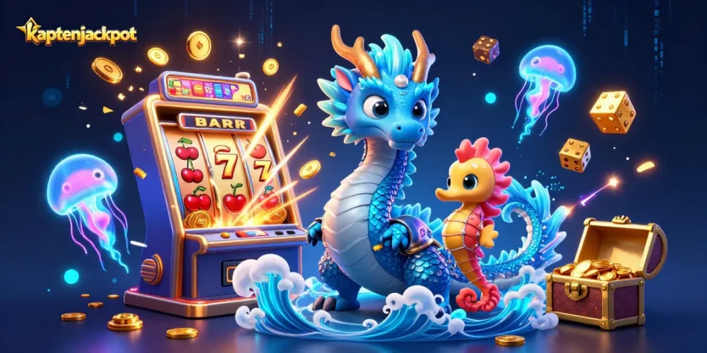 Experience kaptenjackpot with a vibrant 3D casino scene filled with animated characters and jackpot excitement!