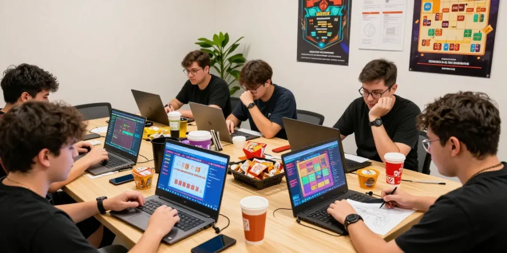 jnetoto players enjoying live draw results in a vibrant gaming space, showcasing excitement and community.