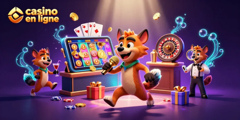 Profitez d'un spectacle comique dans un casino en ligne animé par des hyènes.