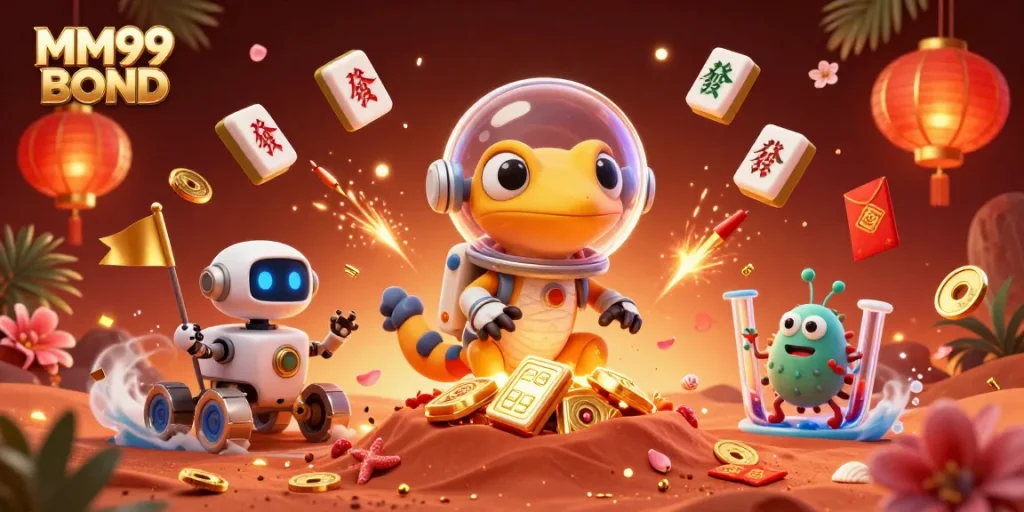 Experience the thrill of MM99 BOND with vibrant casino elements and a winning Martian adventure.