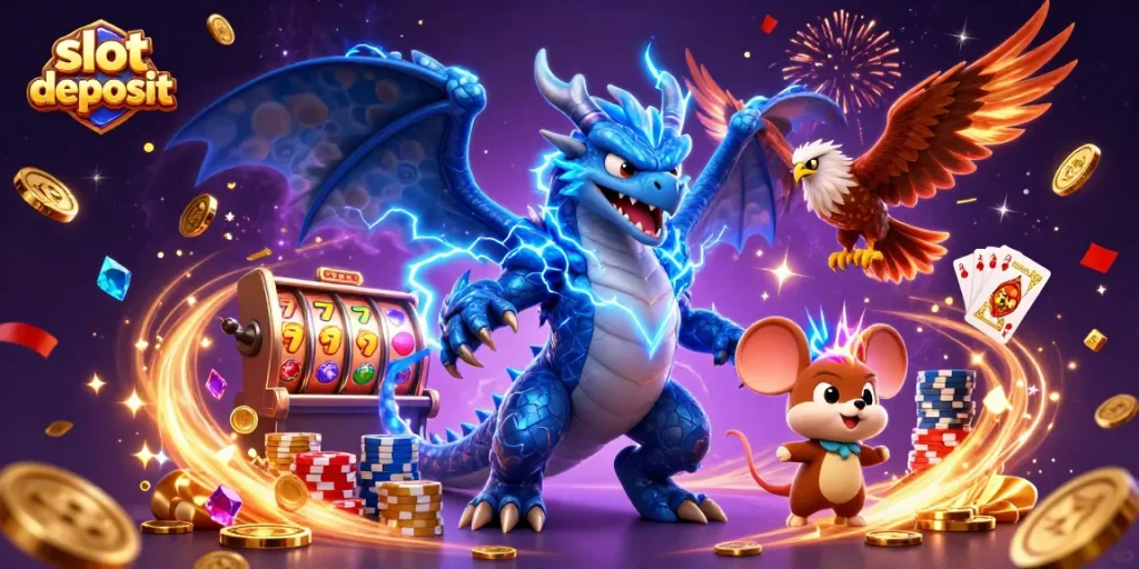 Slot deposit untuk kemenangan besar dengan simbol buah dan mesin slot yang menggemparkan.