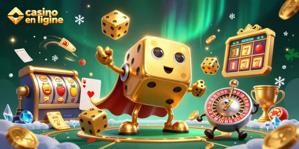 Obtenez des gains impressionnants dans un casino en ligne avec des dés dorés et des rouleaux chanceux.
